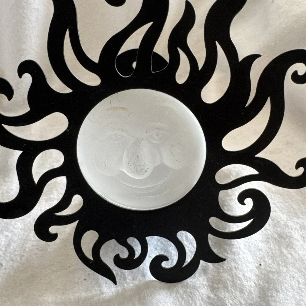 2001 Partylite Sun & Moon tea light/candle holder sconce pair black metal glass - Picture 2 of 7